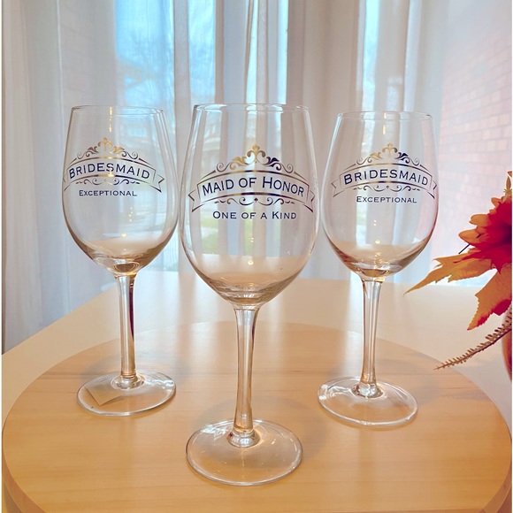 BNIB set of 5 Wedding Party wine and beer glasses - Picture 1 of 2